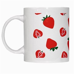 Red Fruit Strawberry Pattern White Mugs