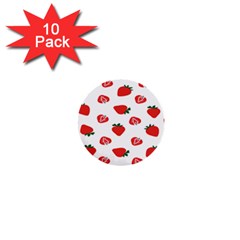 Red Fruit Strawberry Pattern 1  Mini Buttons (10 Pack)  by Mariart