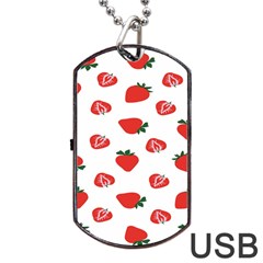 Red Fruit Strawberry Pattern Dog Tag Usb Flash (two Sides) by Mariart