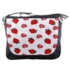 Red Fruit Strawberry Pattern Messenger Bags by Mariart