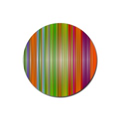 Rainbow Stripes Vertical Colorful Bright Rubber Coaster (round) 