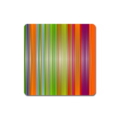 Rainbow Stripes Vertical Colorful Bright Square Magnet by Mariart