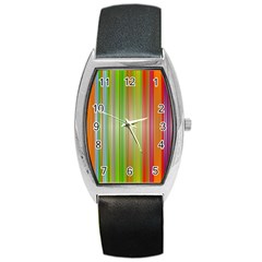 Rainbow Stripes Vertical Colorful Bright Barrel Style Metal Watch by Mariart