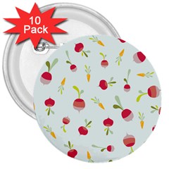 Root Vegetables Pattern Carrots 3  Buttons (10 Pack)  by Mariart