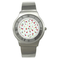 Root Vegetables Pattern Carrots Stainless Steel Watch by Mariart