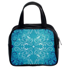 Repeatable Patterns Shutterstock Blue Leaf Heart Love Classic Handbags (2 Sides) by Mariart