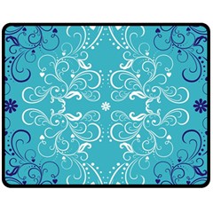 Repeatable Patterns Shutterstock Blue Leaf Heart Love Fleece Blanket (medium)  by Mariart