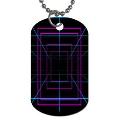 Retro Neon Grid Squares And Circle Pop Loop Motion Background Plaid Purple Dog Tag (two Sides) by Mariart