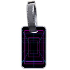 Retro Neon Grid Squares And Circle Pop Loop Motion Background Plaid Purple Luggage Tags (two Sides)