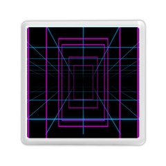 Retro Neon Grid Squares And Circle Pop Loop Motion Background Plaid Purple Memory Card Reader (square) 