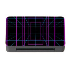 Retro Neon Grid Squares And Circle Pop Loop Motion Background Plaid Purple Memory Card Reader With Cf by Mariart