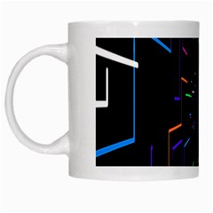 Seamless 3d Animation Digital Futuristic Tunnel Path Color Changing Geometric Electrical Line Zoomin White Mugs