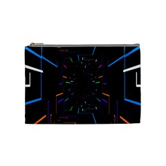 Seamless 3d Animation Digital Futuristic Tunnel Path Color Changing Geometric Electrical Line Zoomin Cosmetic Bag (medium) 
