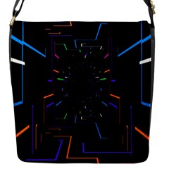 Seamless 3d Animation Digital Futuristic Tunnel Path Color Changing Geometric Electrical Line Zoomin Flap Messenger Bag (s)