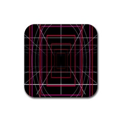 Retro Neon Grid Squares And Circle Pop Loop Motion Background Plaid Rubber Coaster (square)  by Mariart