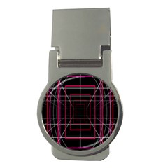 Retro Neon Grid Squares And Circle Pop Loop Motion Background Plaid Money Clips (round) 
