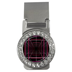 Retro Neon Grid Squares And Circle Pop Loop Motion Background Plaid Money Clips (cz) 