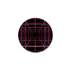 Retro Neon Grid Squares And Circle Pop Loop Motion Background Plaid Golf Ball Marker by Mariart