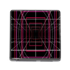 Retro Neon Grid Squares And Circle Pop Loop Motion Background Plaid Memory Card Reader (square)