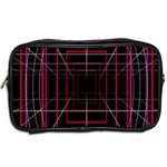 Retro Neon Grid Squares And Circle Pop Loop Motion Background Plaid Toiletries Bags 2-Side Back