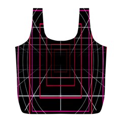 Retro Neon Grid Squares And Circle Pop Loop Motion Background Plaid Full Print Recycle Bags (l) 