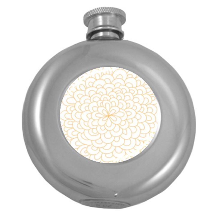 Rosette Flower Floral Round Hip Flask (5 oz)