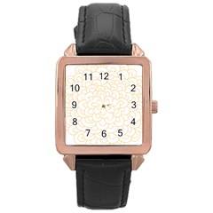 Rosette Flower Floral Rose Gold Leather Watch 