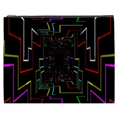 Seamless 3d Animation Digital Futuristic Tunnel Path Color Changing Geometric Electrical Line Zoomin Cosmetic Bag (xxxl) 