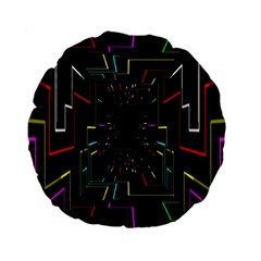 Seamless 3d Animation Digital Futuristic Tunnel Path Color Changing Geometric Electrical Line Zoomin Standard 15  Premium Round Cushions by Mariart