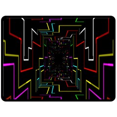 Seamless 3d Animation Digital Futuristic Tunnel Path Color Changing Geometric Electrical Line Zoomin Double Sided Fleece Blanket (large)  by Mariart