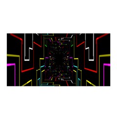 Seamless 3d Animation Digital Futuristic Tunnel Path Color Changing Geometric Electrical Line Zoomin Satin Wrap by Mariart