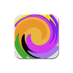 Spiral Digital Pop Rainbow Rubber Square Coaster (4 Pack) 