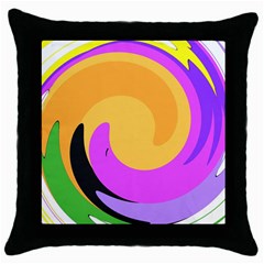 Spiral Digital Pop Rainbow Throw Pillow Case (black) by Mariart