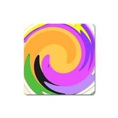 Spiral Digital Pop Rainbow Square Magnet