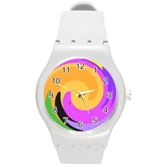 Spiral Digital Pop Rainbow Round Plastic Sport Watch (m) by Mariart