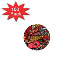Seamless Texture Abstract Flowers Endless Background Ethnic Sea Art 1  Mini Buttons (100 Pack) 
