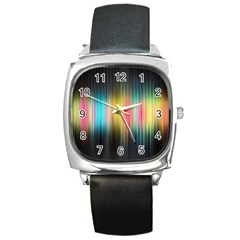 Sound Colors Rainbow Line Vertical Space Square Metal Watch by Mariart