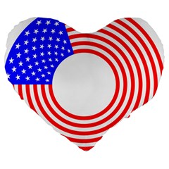 Stars Stripes Circle Red Blue Large 19  Premium Flano Heart Shape Cushions by Mariart