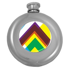 Triangle Chevron Rainbow Web Geeks Round Hip Flask (5 Oz)