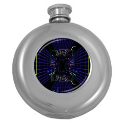 Seamless 3d Animation Digital Futuristic Tunnel Path Color Changing Geometric Electrical Line Zoomin Round Hip Flask (5 Oz) by Mariart
