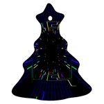 Seamless 3d Animation Digital Futuristic Tunnel Path Color Changing Geometric Electrical Line Zoomin Christmas Tree Ornament (Two Sides) Front