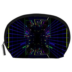 Seamless 3d Animation Digital Futuristic Tunnel Path Color Changing Geometric Electrical Line Zoomin Accessory Pouches (large) 