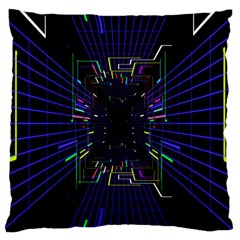 Seamless 3d Animation Digital Futuristic Tunnel Path Color Changing Geometric Electrical Line Zoomin Large Flano Cushion Case (two Sides)