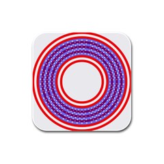 Stars Stripes Circle Red Blue Space Round Rubber Square Coaster (4 Pack)  by Mariart
