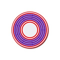 Stars Stripes Circle Red Blue Space Round Rubber Coaster (round) 