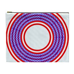 Stars Stripes Circle Red Blue Space Round Cosmetic Bag (xl) by Mariart