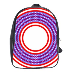 Stars Stripes Circle Red Blue Space Round School Bag (large)