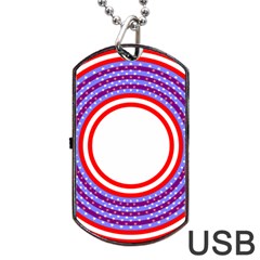 Stars Stripes Circle Red Blue Space Round Dog Tag Usb Flash (one Side)