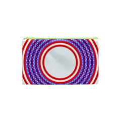 Stars Stripes Circle Red Blue Space Round Cosmetic Bag (xs)