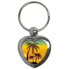 Sunset Summer Key Chains (heart)  by Mariart